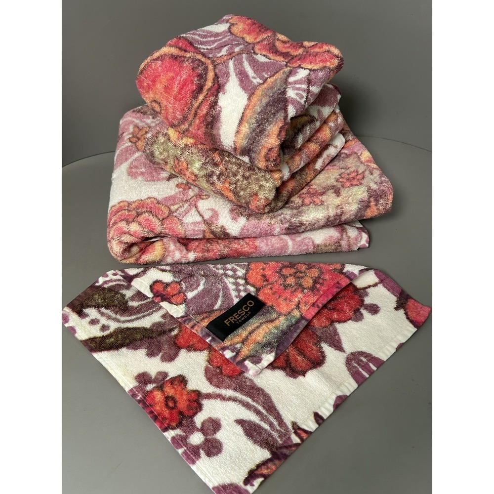 FRESCO Towels - Terry Turkish Cotton - 1 Bath Towel, 2 Hand Towels & Washcloth